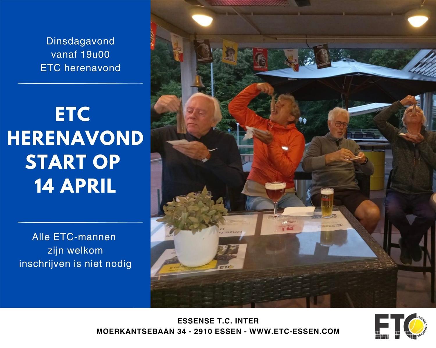 ETC Essense TC Inter mannenavond start 14 april